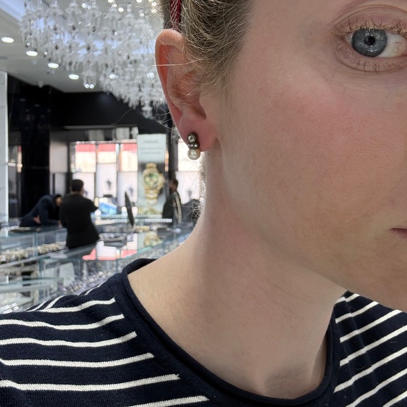 Diamond & Pearl Drop Stud Earrings | Sterling Silver | Classic Bridal